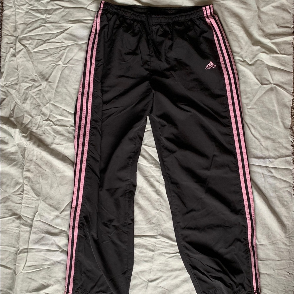 Adidas Black with Pink Stripes Jogger Pants